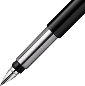Parker Vector Fountain Pen – Black with Chrome Trim, Medium Nib, Blue Ink