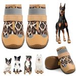 Dog Shoes for Large Dogs, Medium Dog Boots & Paw Protectors for Hardwood Floors, Outdoor Dog Booties for Hot Pavement Winter Snow Hiking, Waterproof Dog Shoes with Reflective Strips Size 6