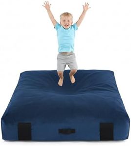 Givjoy Crash Pad for Kids Sensory Room, Extra Thick Foam Crash Mat with Washable Removable Cover, Non-Slip Play Mat with Handle for Calming Corner, Gym, Play Room, Living Room (Blue,36"x48")