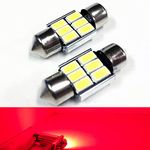 SOCAL-LED 2x 3022 31mm Festoon LED Bulbs Canbus 6W High Power Bright SMD 5730 Interior Dome Light, Map Light, Red