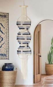 Macrame Wall Hanging Fiber Wall Art Woven Bohemian Decor Art Living Room Round Handmade Geometric Lines Home Décor