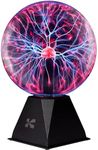 Katzco 8 Inch Plasma Ball - Static Electricity in a Vacuum Pressurized Glass Globe - Nebula Thunder Lightning, Plug-in - for Parties, Decorations, Prop, Home, STEM