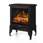 TURBRO Suburbs TS17 Compact Electric Fireplace Heater, Freestanding Stove Heater with Realistic Flame - CSA Certified - Overheating Safety Protection - for Small Spaces - 17" 1400W