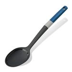 Tasty Serving Spoon with Measurements, Non-Stick Cooking Spoon, Spoon Ladle with Soft Grip Handle, Stirring Spoon, Non-Scratch Kitchen Utensil, Dimensions, 34 x 7 cm, Colours, Dark Blue, Grey