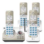 AT&T DL72419 DECT 6.0 4-Handset Cordless Phone for Home with Connect to Cell, Call Blocking, 1.8" Backlit Screen, Big Buttons, intercom, and Unsurpassed Range, White/Champagne