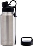 GrandTies 2 Lids Sports Stainless Steel Water Bottles – 32oz, Wide Mouth Vacuum Insulated Reusable Leak Proof BPA-Free Travel Metal Canteen, Thermos Bottles for Men Women Gym (Silver)