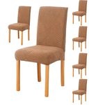 Styleys Elastic Jacquard Chair Covers for Dining Room Removable Washable Chair Cover Protector Slipcovers (Pack of 6, Khaki, JSMC7)