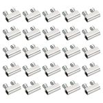 PATIKIL Steel Wire Rope Cable Clamp, 25 Pack M3 Double Hole Wire Rope Clips 3.0mm Line Hole with End Screw Stopper Silver Tone