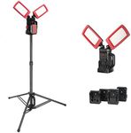 DAYATECH Cordless 12000 Lumen Work Light with Detachable Tripod Stand, Compatible with Dewalt, Milwaukee and Makita 18-21v Battery, Brightness Adjustable, Glareless and Flickerless，Red