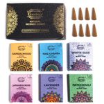 Raajsee Natural Incense Cones,6 Pack Mixed Scents Gift Pack 15 pc Each (90 Total), Insense Cones Variety Pack, 100% Organic Non Toxic Natural - Hand Rolled Free from Chemicals (PACK 1)