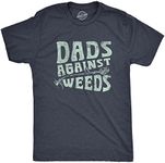 Mens Dads Against Weeds T Shirt Funny Weed Whacker Lawn Mowing Tee For Guys (Heather Navy - DADS) - 3XL