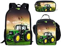 ZKDT Tractor Backpack 3-Piece Set, Large Capacity Backpack, Children's School Bag for Boys and Girls, School Gift, Tractor