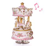 Mr.Winder Musical Carousel Music Box Gift - 3-Horse Classic Decor Castle in The Sky | Best Christmas Valentine's Day Birthday Gifts for Wife, Girls, Women, Kids, Girlfriend, Babies Romantic Girly Art