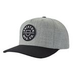 Brixton Unisex-Adult Crest C MP Snapback Baseball Cap, Heather Grey/Black, One Size