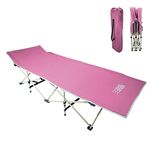 OSAGE RIVER Camping Cot for Adults - Folding Camping Cot - Portable Cots for Sleeping - Rated for 300 lbs, Pink