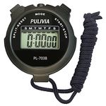 PULIVIA Sports Stopwatch Timer Lap Split Digital Stopwatch with Clock Calendar Alarm, Large Display Shockproof Stopwatch for Coaches Swimming Running Sports Training, Black