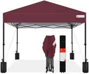 Best Choice Products 10x10ft 1-Person Setup Pop Up Canopy Tent Instant Portable Shelter w/ 1-Button Push, Case, 4 Weight Bags - Burgundy