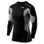 TCA Boys' SuperThermal Compression Base Layer Football Running Top Long Sleeve Thermal Under Shirt - Black/Grey, 8-10 Years