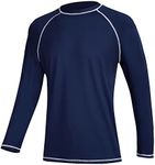 Men's Swim Shirts Rashguard Sun Shirt UPF 50+ UV Sun Protection Outdoor Long Sleeve T-Shirt Swimwear Navy Blue 3XL