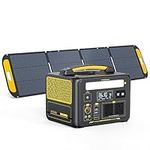 VTOMAN Jump 600X Power Station with 1 * 220W Solar Panel, 600W/299Wh Durable LiFePO4 Portable Solar Generator with 600W Constant-Power, Regulated 12V DC, PD 60W Type-C for Home Backup, RV/Van Camping