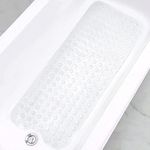 Non Slip Bath Mat Shower Mat 100 x 40cm Extra Large, Bathroom Mat with Suction Cups, Machine Washable Bathroom Mats with Drain Holes (White)