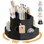 Pencil Pen Holder for Desk,9 Slots 360 Degree Rotating Desk Organizers,Desktop Storage Stationery Supplies Organizer, Cute Pencil Cup Pot For Office, School, Home(Black)