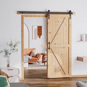 SANKEYTEW 32" x 84" Unfinished Sliding Barn Door with 6ft Barn Door Hardware Kit Requiring Simple Assembly, Barn Doors and Hardware Included（Slide Door, K Shape）
