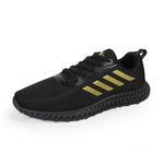 ATHCO Men's Kandy Black Golden Running Shoes_10 UK (ATHDIP-1)