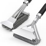 2 Packs BBQ Grill Brush, BBQ Brush Cleaner for Grill, Stainless Steel BBQ Cleaning Brush with Scraper, BBQ Accessories Suitable for Gas, Charcoal, Infrared & Barbecue Grill