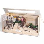 Hamster Cage Chewproof, 80CM Wooden Guinea Pig Cage for Small Animals, Openable Top with Easy View Acrylic Panels for Hamster, Rabbit, Guinea Pig, Hedgehog(80x40x40cm)