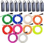 El Wire 10 Pack, 9ft Neon Light with Battery Pack (Red, Blue, Pink, Green, White, Ice Blue, Purple, Yellow, Orange, Lime Green) for Halloween Decorations DIY Costume