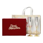 INTERNATIONAL GIFT German Silver Plated Wine Glass with Best Sister Ever (Set of 2 Pieces)