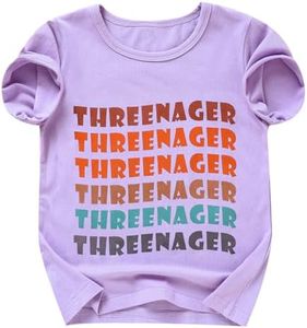 ZOELNIC 3rd Birthday Shirt Baby Girls Three Year Old Tops Third Birthday T-Shirt Clothes Outfit (3T, Purple)