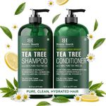 Botanic Hearth Vegan Collagen Infused Tea Tree Shampoo and Conditioner Set, 16 fl oz each - Sulfate Free, Paraben Free - For Itchy and Dry Scalp - Men and Women