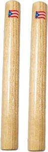 5d2 Percussion Wood Claves 8 Inch - with Puerto Rico Flag - Hand Percussion