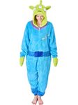 NEWCOSPLAY Unisex Adult Sherpa Alien Onesie Pajamas Animal One Piece Costume Cosplay Sleepwear (Sherpa-Alien, X-Large)