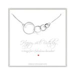 Happy 40th Birthday Necklace, Sterling Silver 4 Interlocking Circles Necklace, Mothers Day Gift, Birthday Gift Necklace, 17.5 Inches plus 2 Inches Extender