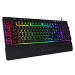 Redragon K512 Shiva RGB Backlit Membrane Gaming Keyboard with Multimedia Keys, Quiet Mechanical Feeling Keyboard, 6 Extra On-Board Macro Keys, Dedicated Media Control, Detachable Wrist Rest, Black