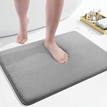 smiry Memory Foam Bath Mat, Extra Soft Non-Slip Bathroom Mat, Water Absorbent Bath Mats for Bathroom Floor, Machine-Washable Dry Bath Rug outside Shower, 40 x 60 cm, Grey