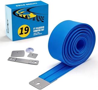 18Ft Flexible Race Track for Kids, with Three Types of Hooks,Monster Blue Truck Ramp with Suction Cups - Rolls Up Portable DIY Racetrack Compatible with Diecast 1/64th Cars Model