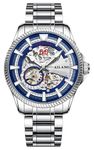 B BINGER Men's Automatic Watch Skeleton Mechanical Ailang Series Male Wristwatch (Silver Blue)