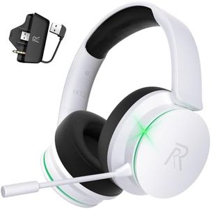 RYR Wireless Gaming Headset, Bluetooth 5.3, 3D Surround Sound, Rotatable Earmuffs, Wireless Gaming Headphones with Noise Canceling Microphones for Xbox Series X|S, Xbox One, Sega Gear, Mac-Blackwhite