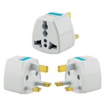 Hi-PLASST India to UK Converter Plug (Pack of 3) London Travel Adapter, Type-G Plug Socket, UK Adapter for Indian Pins Perfect for UAE, Singapore, Hongkong, Ireland, Wales (13A,230V)