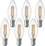 SD LUX B15 b15d Candle Bulb SBC Filament LED Candlelabra Light Bulbs Vintage Bulbs,C35 No Flicker Small Edison Bayonet- 4W (40W Equivalent) 450LM Warm White 2700K,6 Packs