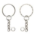 KUUQA 40 PCS Keyring Blanks Split Metal Keyring Crafts DIY Key Rings with Open Jump Rings and Link Chain