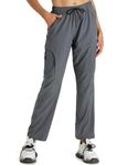 Seamaid Women's Hiking Pants Water-Resistant Quick Dry Lightweight Cargo Joggers with Zipper Pockets for Outdoor Travel, Steel Grey, Large