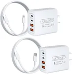 2Pack for iPhone 15 Charger Block,40W USB C Wall Charger Cube 4-Port,with 4Ft Fast Charger Cable,USBC Adapter Multiport Type C Brick for iPhone 15/15 Pro Max, i Pad 12.9/11/10.9,Air 5/4 White