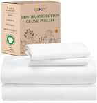 California Design Den 100% Organic Cotton Sheets for King Size Bed, GOTS Certified, Percale Sheets - Deep Pocket King Sheets, Hotel Sheets, 4 Piece King Size Sheets, White Sheets