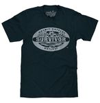 Tee Luv Men's Distressed Survivor TV Show Logo Shirt, Denim Black Heather, XXL