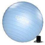 Lifelong Gym Ball for Exercise-Anti Burst Exercise Ball with Foot Pump- Fitness Yoga Ball,Physiotherapy Ball,Birthing,Pregnancy&Labor Ball,Swiss Ball,Pilates Ball,Balance&Stability Ball,65 Cm, Blue